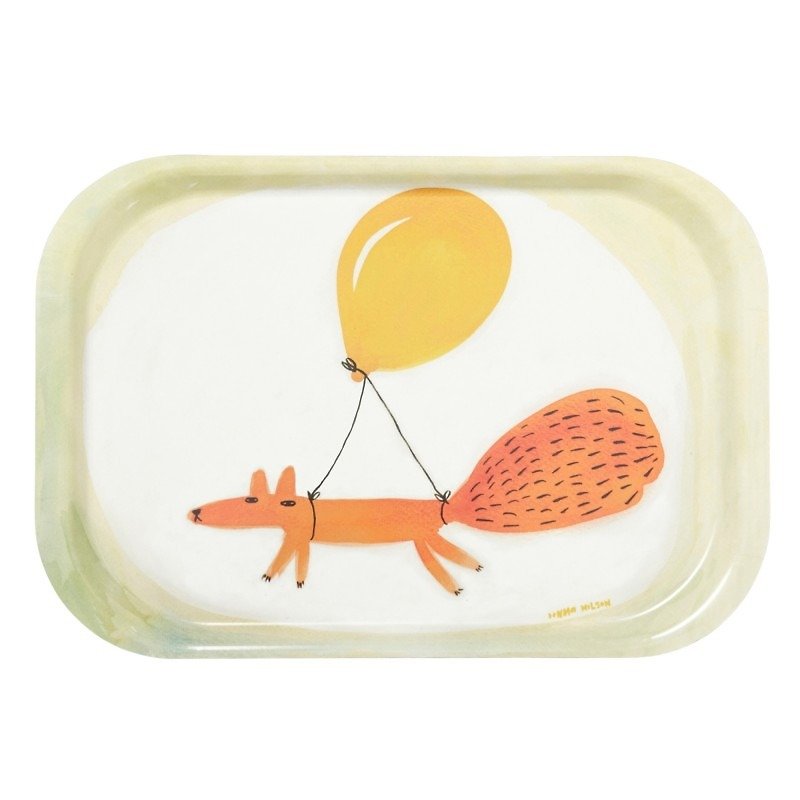 Fox and Balloons Mini limited edition hand-painted tray | Donna Wilson - Small Plates & Saucers - Plastic White