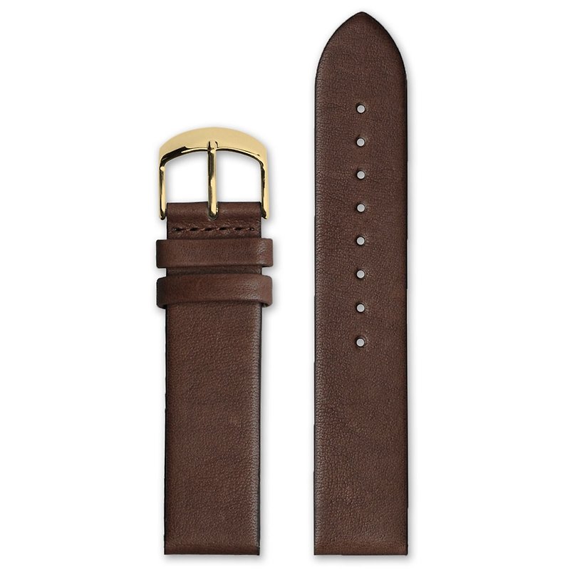 HYPERGRAND leather strap - 20mm - brown calfskin (gold buckle) - Watchbands - Genuine Leather Brown