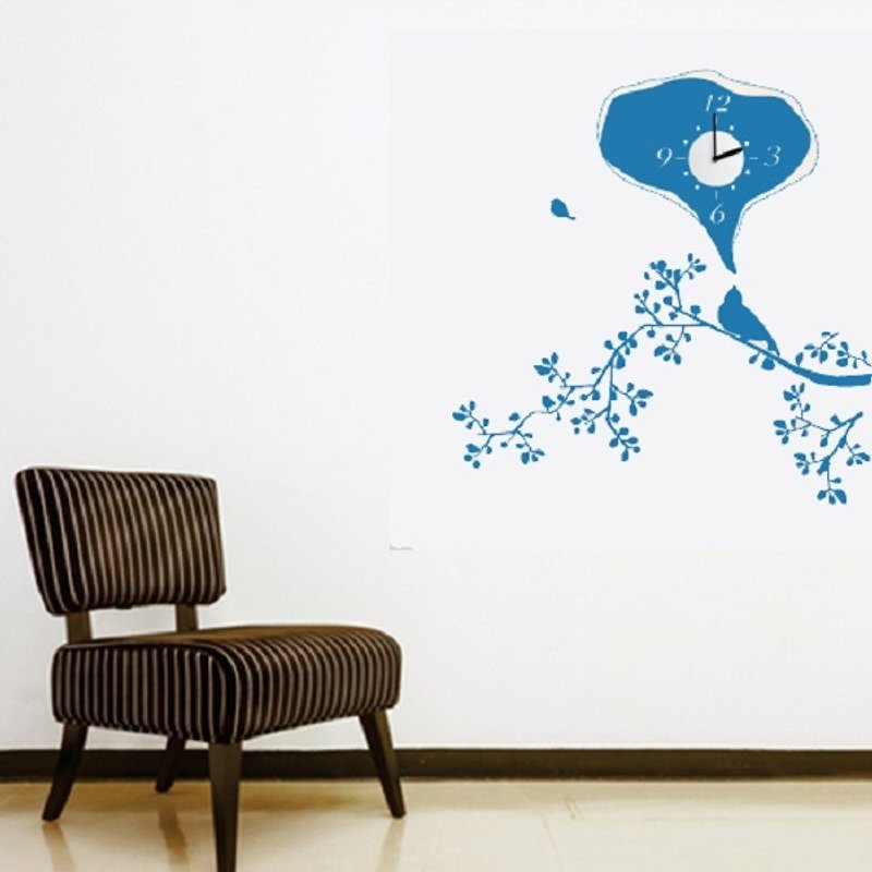 / Bird on Twig / Wall Sticker Clock / ECO-Material - Clocks - Other Materials Multicolor