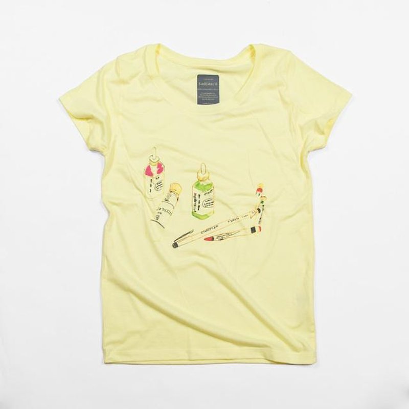 画材イラストＴシャツＴシャツイラストTcollector おもしろ デザインＴシャツ - T 恤 - 棉．麻 黃色