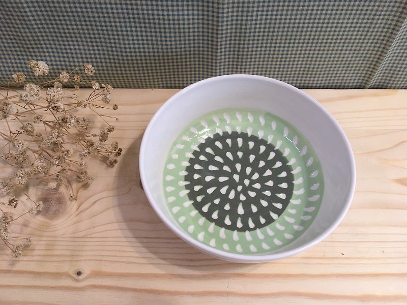 小雨 - ダブルグリーン陶器鉢 - 茶碗・ボウル - その他の素材 グリーン
