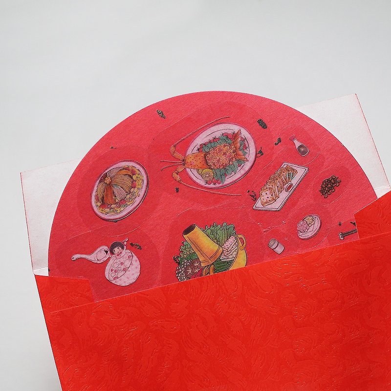 【 吃什麼?  】系列 - 團圓伴桌年菜 / 卡片組 - 心意卡/卡片 - 紙 紅色