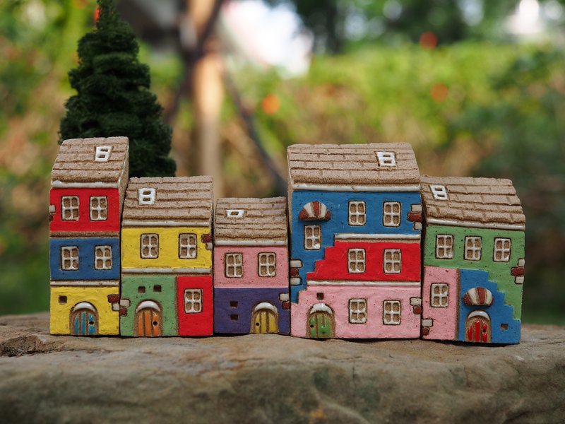 【彩繪村 Colorful Village 】- 手繪童話小陶屋-岩石灰色-彩繪門 5件合購/接單訂製 - 擺飾/家飾品 - 其他材質 