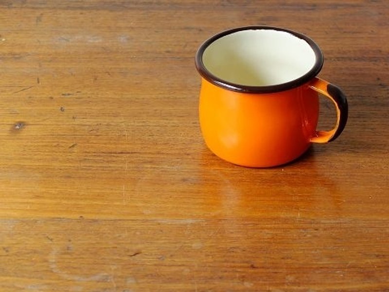 emalia OLKUSZ Poland 350ml orange enamel mug - แก้วมัค/แก้วกาแฟ - โลหะ สีส้ม