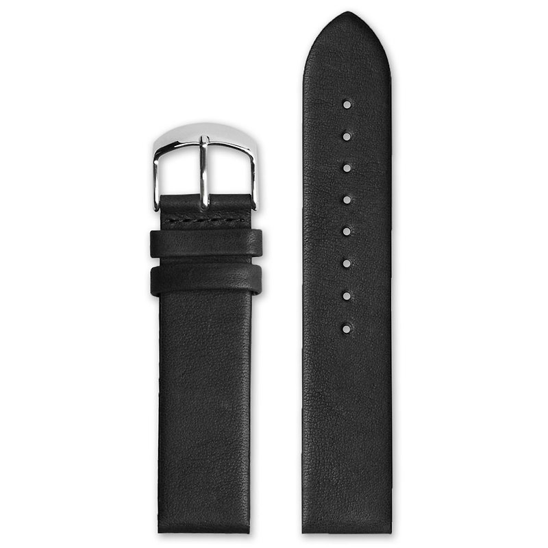 HYPERGRAND Leather Strap - 20mm - Black Calfskin (Silver Buckle) - Watchbands - Genuine Leather Black
