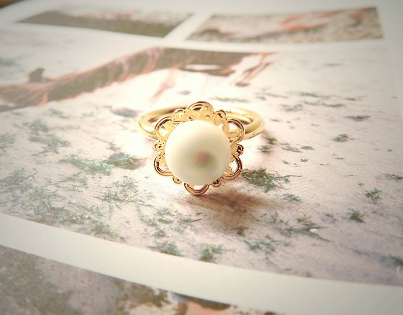 the st. [flowers] Flore natural white pearl / fine plated 20k / Ring - แหวนทั่วไป - เครื่องเพชรพลอย ขาว