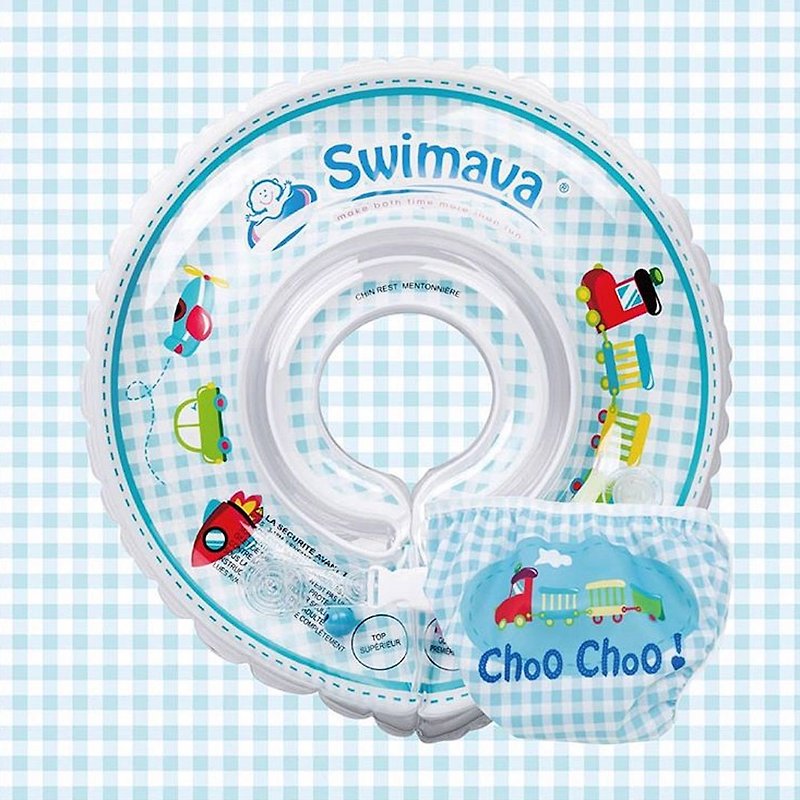 Swimava 火車嬰兒游泳脖圈/尿褲套裝組 - 嬰幼兒玩具/毛公仔 - 塑膠 藍色