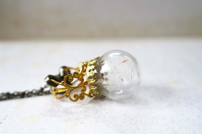 Dual Series - Dandelion | Forest | Nature Series | glass balls | Classical through flower ring | necklaces | Christmas | Gifts - Necklaces - Glass White