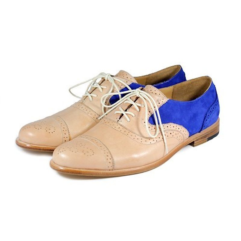 Oxford shoes Poppy M1093B Black Royal Blue - Men's Oxford Shoes - Genuine Leather Blue