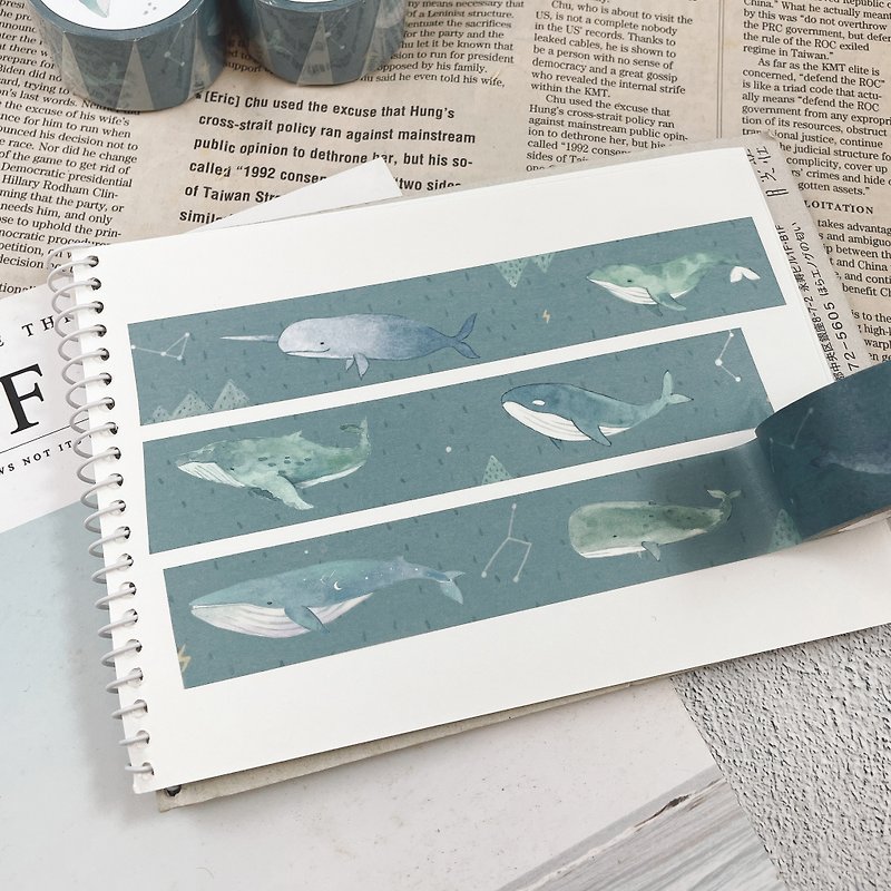 Whale's Illustrated Book-Paper Tape - Washi Tape - Paper Blue