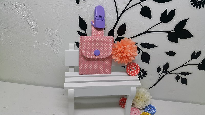 Little party peace sign pocket clip (honey pink) - Omamori - Cotton & Hemp Pink