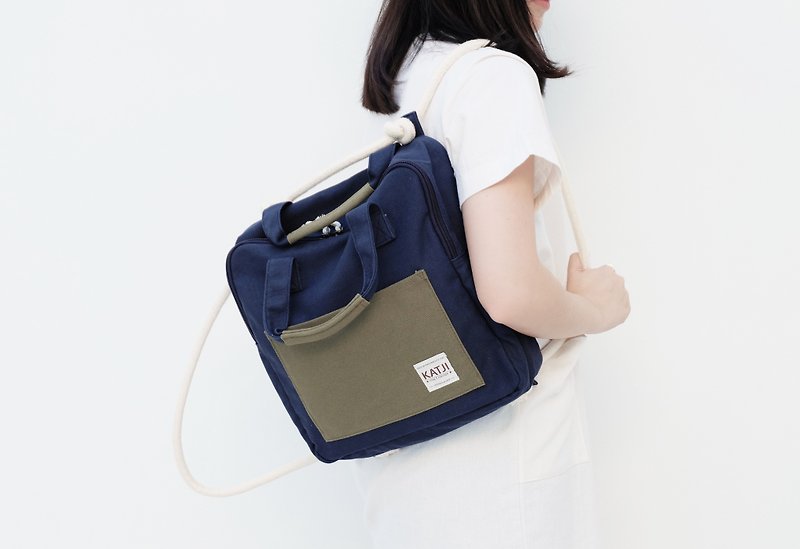 KATJI SQUARE BAG : NAVY-GREEN - Other - Other Materials Green