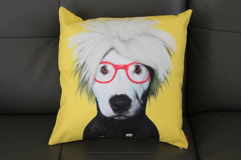 [SUSS] star animal hair pillow cover (Andy Warhol dogs.) - Suitable for office / home / gifts / birthday use. Spot free transport - หมอน - ผ้าฝ้าย/ผ้าลินิน สีเหลือง