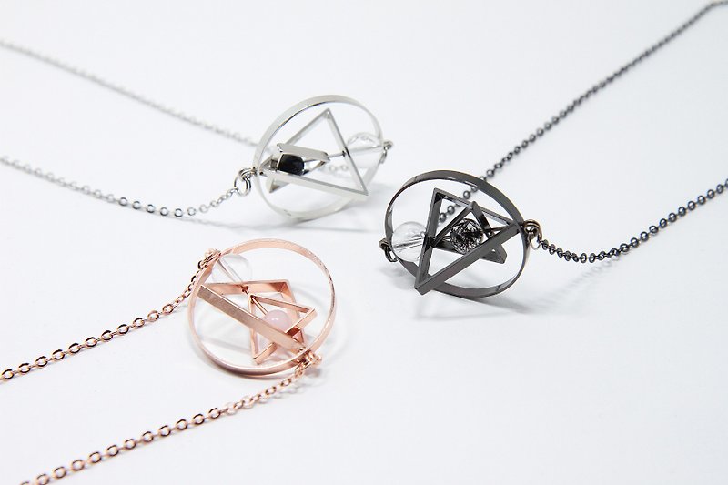 Floating Universe Necklace (Triangle in Circle) - Necklaces - Other Metals 