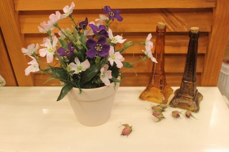 オレタライフ╭* [ZAKKAの食料品の風素焼き鉢]シミュレーションモデルを混合コスモス - 観葉植物 - その他の素材 パープル