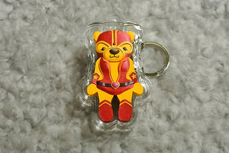 Dumpy Bear 紙雕小熊吊飾NO.8 - 鑰匙圈/鑰匙包 - 紙 紅色