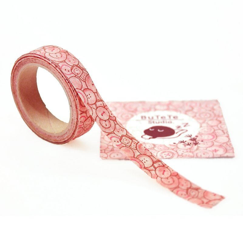 布膠帶-裁縫鈕扣【粉色繪風小釦子】 - 紙膠帶 - 其他材質 咖啡色