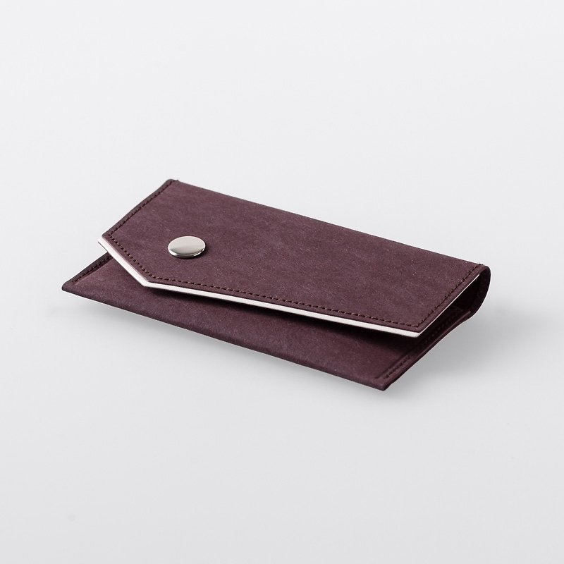 Bordered Angled Washable Paper Business Card Case in Uluru Red - Card Holders & Cases - Paper Red