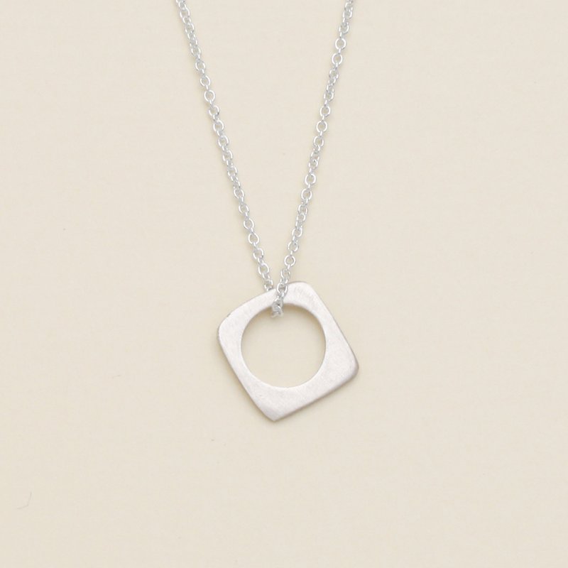 Geometry Square and Circle Necklace - Necklaces - Sterling Silver 