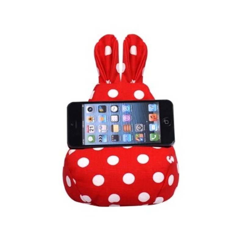 Korea rabito tiny Bean bag rabbit ear shape mini sofa mobile phone holder bags -RED WHITE DOT - Items for Display - Other Materials Red