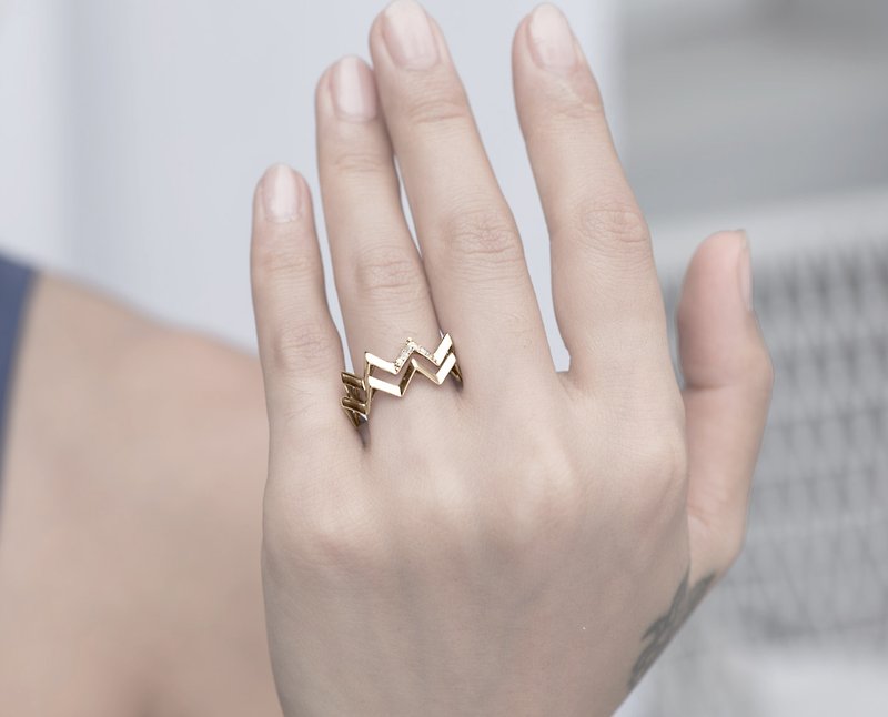 14k Engagement Ring Set, Wedding Band Set, Diamond Ring Set, Wedding Ring Set - Couples' Rings - Precious Metals Gold