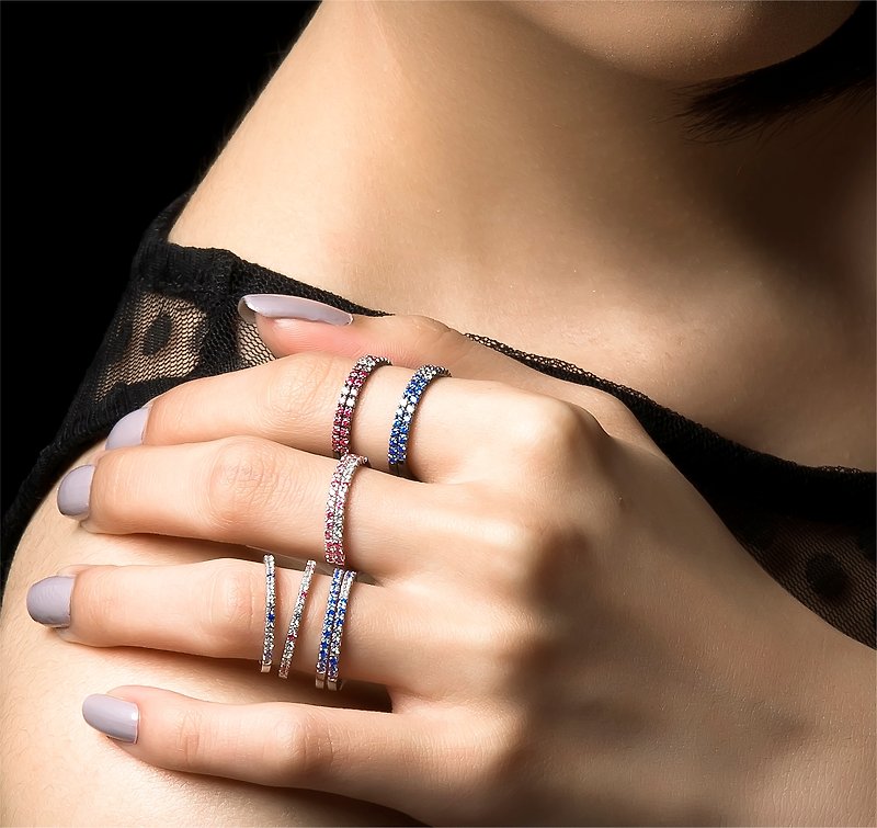她她 浪漫粉 - 紅藍寶石雕花鑲嵌K金戒指 - 戒指 - 寶石 粉紅色