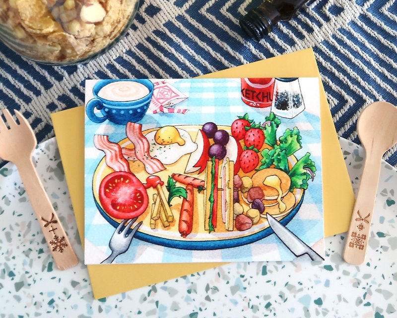 【Pin】King's Breakfast│Print│Birthday card with envelope at your choice - Cards & Postcards - Paper Multicolor