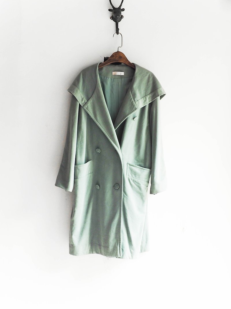 River Hill - pastoral and wild grazing sheep antique wool coat jacket wool vintage wool vintage overcoat - Women's Casual & Functional Jackets - Wool Green