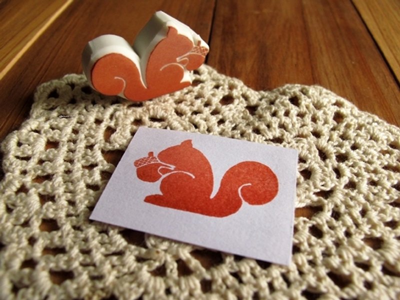 Apu Handmade Chapter Cute Squirrel Silhouette Stamp Type A Pocket Stamp - Stamps & Stamp Pads - Rubber 