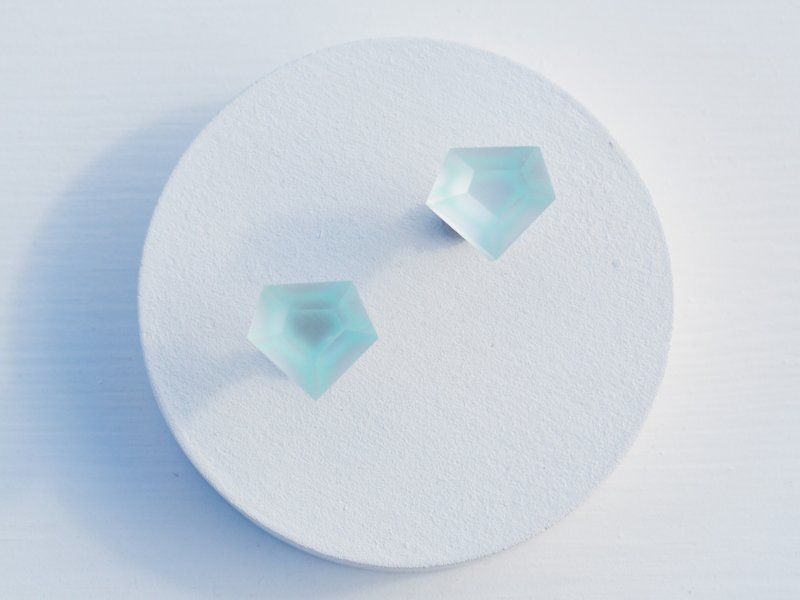 Glass earrings diamond line - Emerald over - Earrings & Clip-ons - Glass White