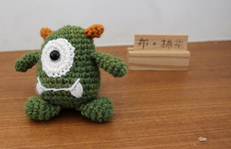 Amigurumi crochet doll: Little Cute Monster, Green monster, One eye - ตุ๊กตา - วัสดุอื่นๆ สีเขียว