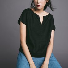 【微瑕特惠】經典V領上衣 - 黑