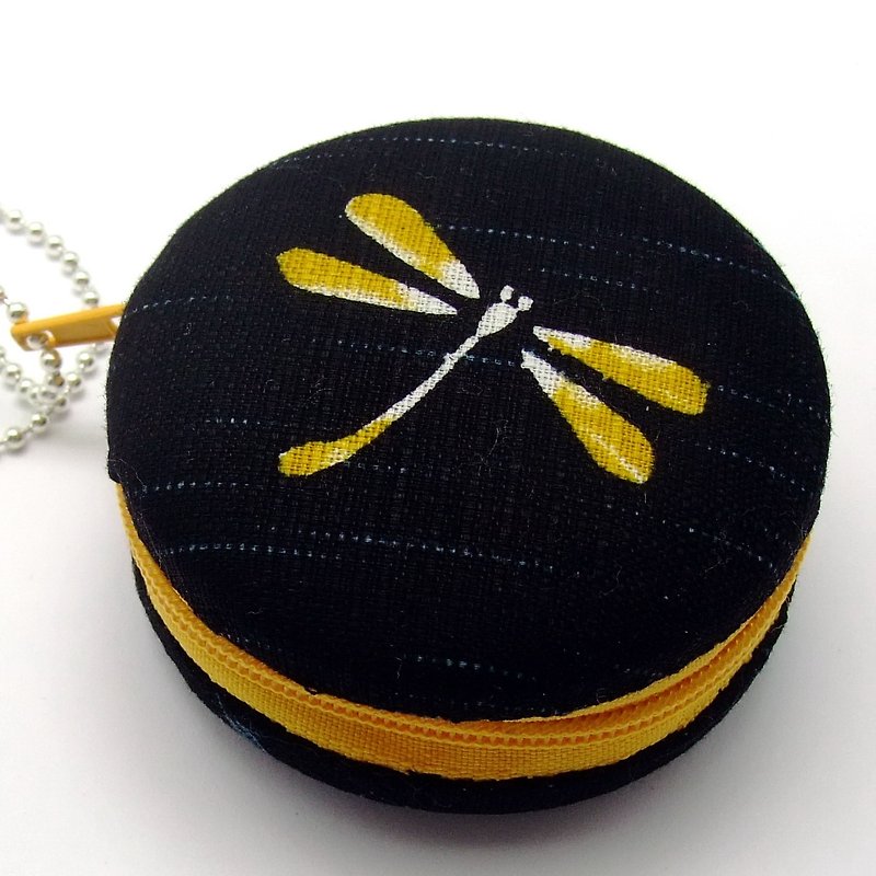 6.5cm Macaron / jewelry pouch / Macaron coin purse / ear phone case (M16) - Coin Purses - Cotton & Hemp Black