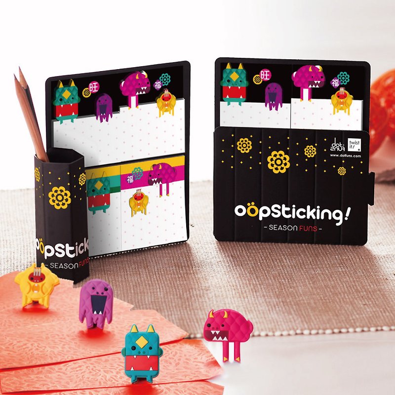 [Extra-value Gift Set] "Nien-monster" Post-it Note and Magnet - Sticky Notes & Notepads - Silicone Multicolor
