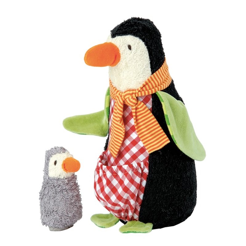 Century German brand Käthe Kruse dolls handmade penguin mother and baby - ของเล่นเด็ก - ผ้าฝ้าย/ผ้าลินิน หลากหลายสี