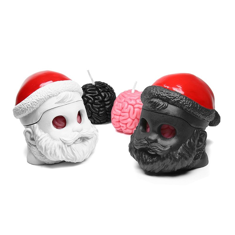 I Got Brain - Santa 香氛造型蠟燭燭台組(白色完售) - 香薰蠟燭/燭台 - 蠟 黑色
