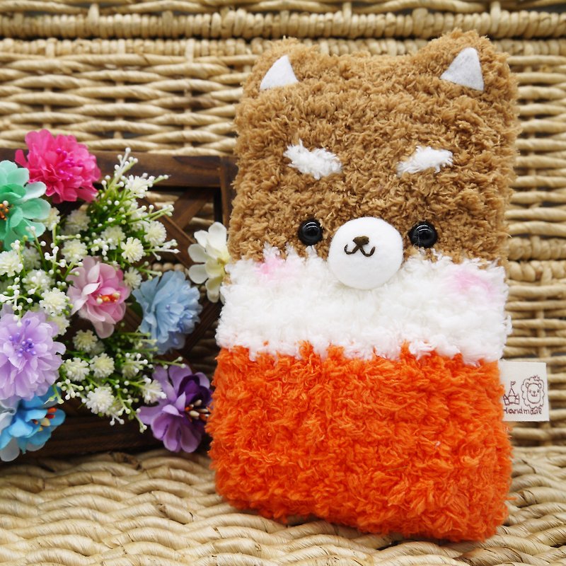 Shiba Inu-knitted yarn mobile phone bag mobile phone bag iphone Samsung Xiaomi - เคส/ซองมือถือ - วัสดุอื่นๆ สีส้ม