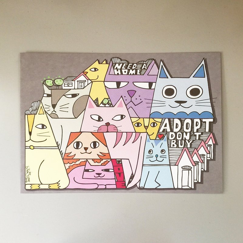 Colorful Postcard Series-About Cats / Need a Home | MonkeyCookie - การ์ด/โปสการ์ด - กระดาษ หลากหลายสี