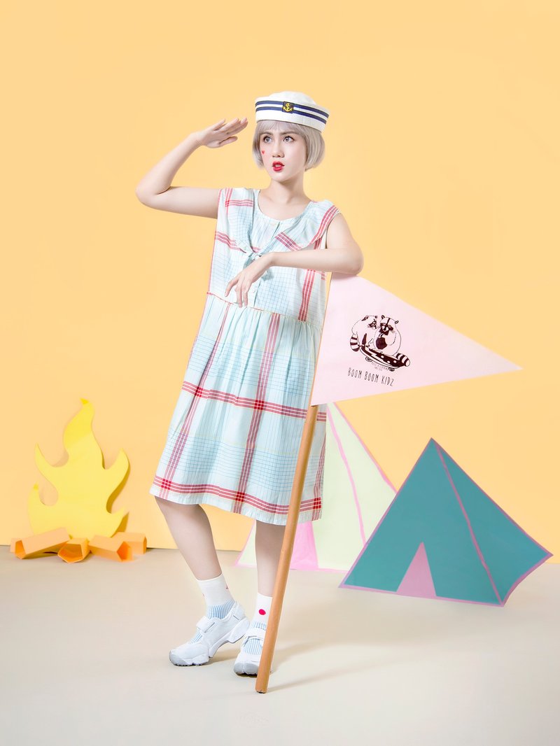 筆記內頁領結洋裝 - 洋裝/連身裙 - 其他材質 藍色
