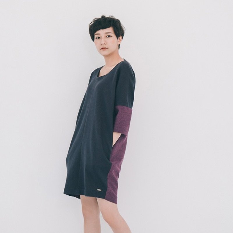 Xu Xu children ♪ 2WAY wear double-sided hit color stitching dress - violet - One Piece Dresses - Other Materials Purple
