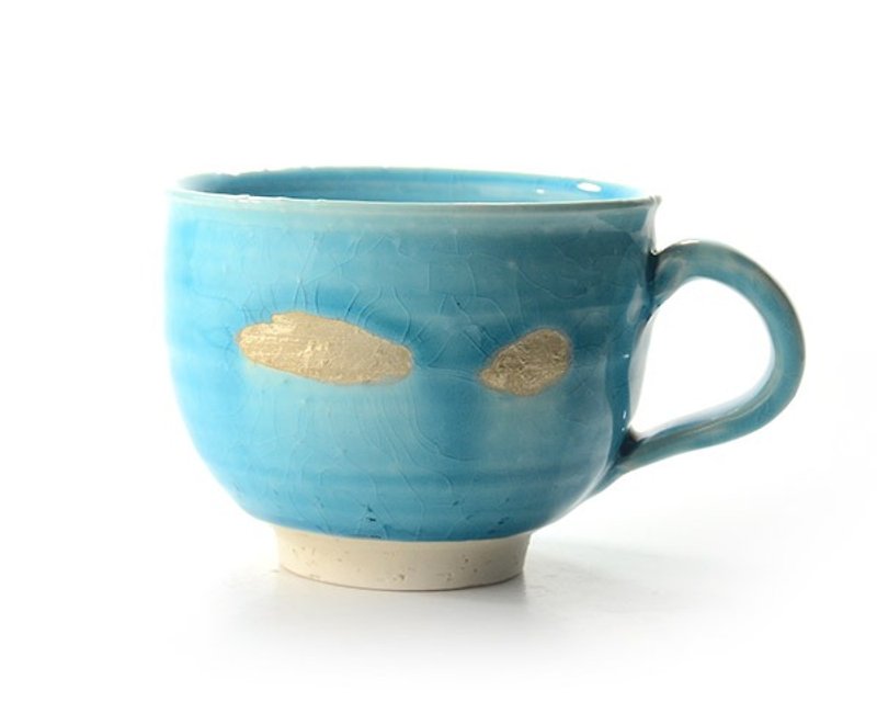 Turkish evening twilight blue and silver color hand pay mug - Mugs - Porcelain Blue