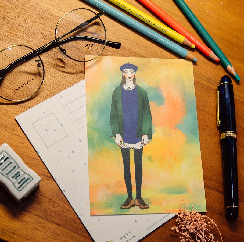 Impressionist Girl Postcard - Cards & Postcards - Paper Blue