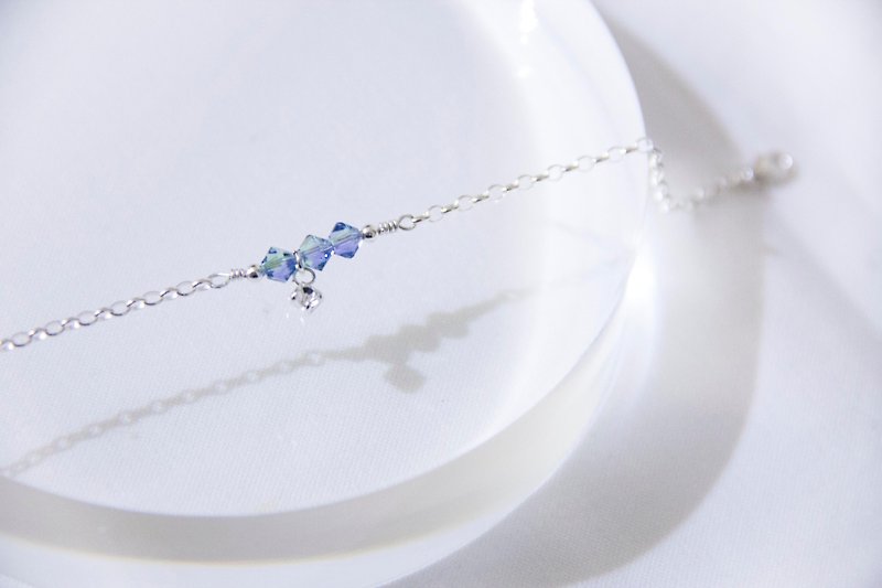 Danhai Series / Blending-Swarovski Two-tone Crystal 925 Silver Bracelet Mother's Day Gift - สร้อยข้อมือ - เครื่องเพชรพลอย สีน้ำเงิน