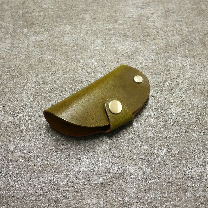 小鳥啾啾-皮革鑰匙包/橄欖綠 - 鑰匙圈/鎖匙扣 - 真皮 綠色