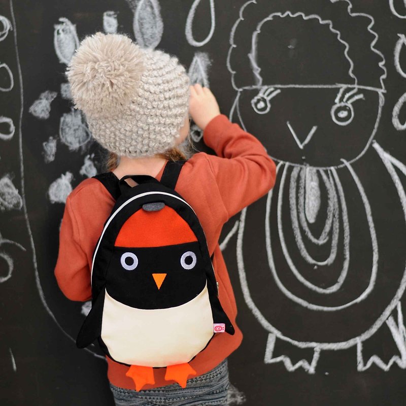 ★ ★ gift of choice Netherlands esthex 100% cotton handmade embroidery Creative Kids backpack - nits Penguins - อื่นๆ - ผ้าฝ้าย/ผ้าลินิน สีดำ