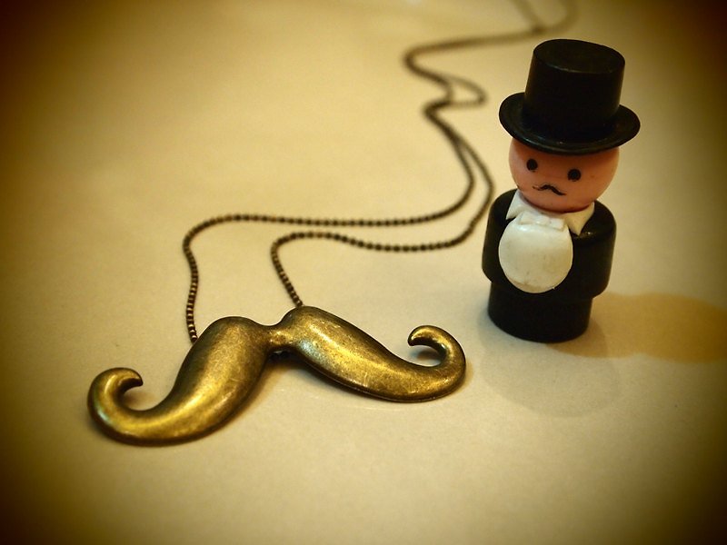 Mr. Moustache Necklace Bronze Gold (Limited Edition) - สร้อยคอ - วัสดุอื่นๆ สีทอง