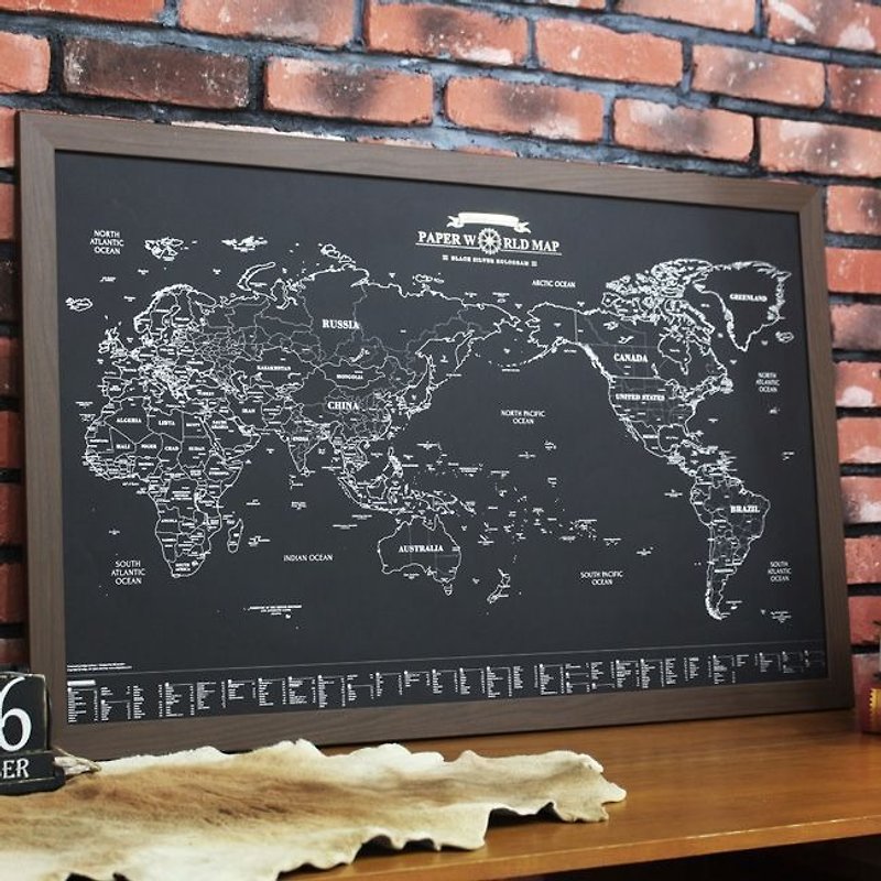 Dessin x Indigo- Around the World World Map Poster (single) - fi version (limited home delivery), IDG05368 - แผนที่ - กระดาษ สีดำ