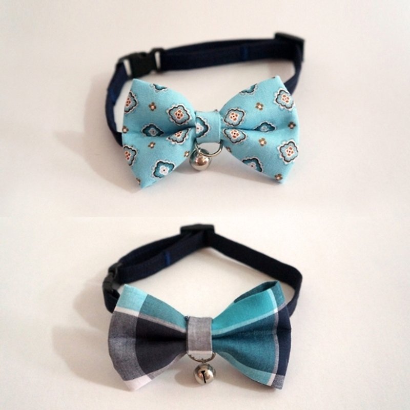 Miya ko.] Handmade cloth grocery cats and dogs tie / tweeted / bow / handsome plaid / vintage style / pet collars ((((I want to bring the two together)))) - Collars & Leashes - Other Materials 