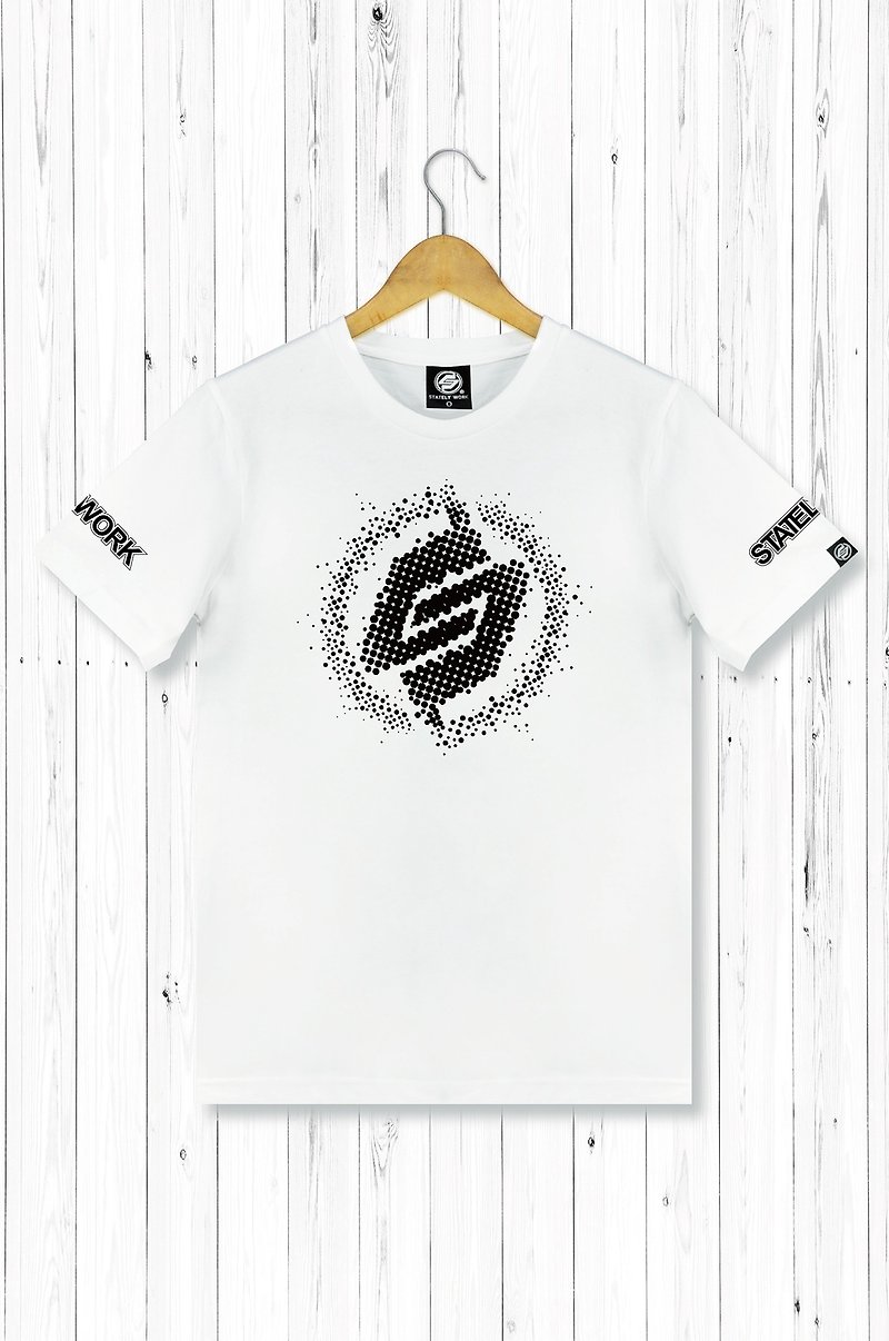 STATELYWORK アウトレット LOGO T-male ショート Tシャツ-ホワイト - Tシャツ メンズ - コットン・麻 ホワイト