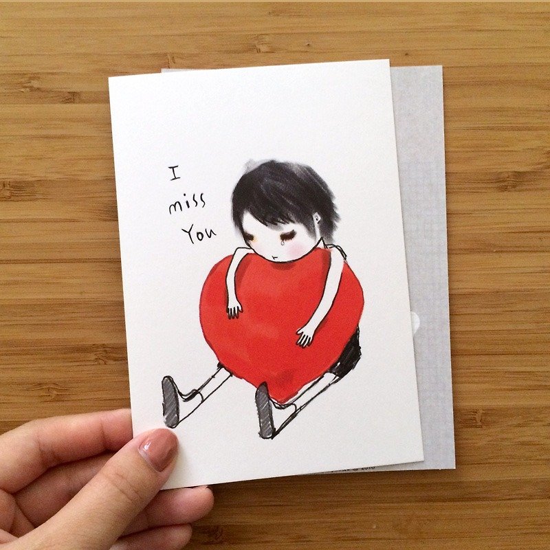 ┇eyesQu┇I MISS YOU┇Illustrated postcard - Cards & Postcards - Paper White